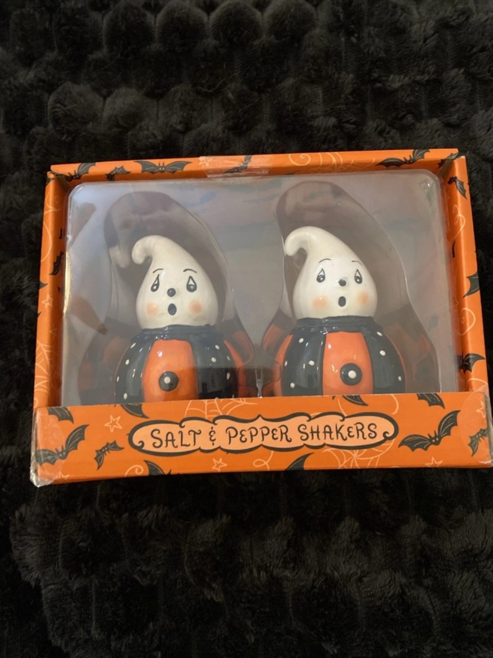 Johanna Parker Halloween Ghost Salt & Pepper Shakers - Orange and White
